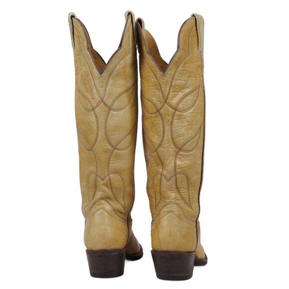 Hondo Pale Yellow Cowboy Western Buckaroo Boots Knee High 17-Inch Tall Women 6 B - Picture 7 of 13